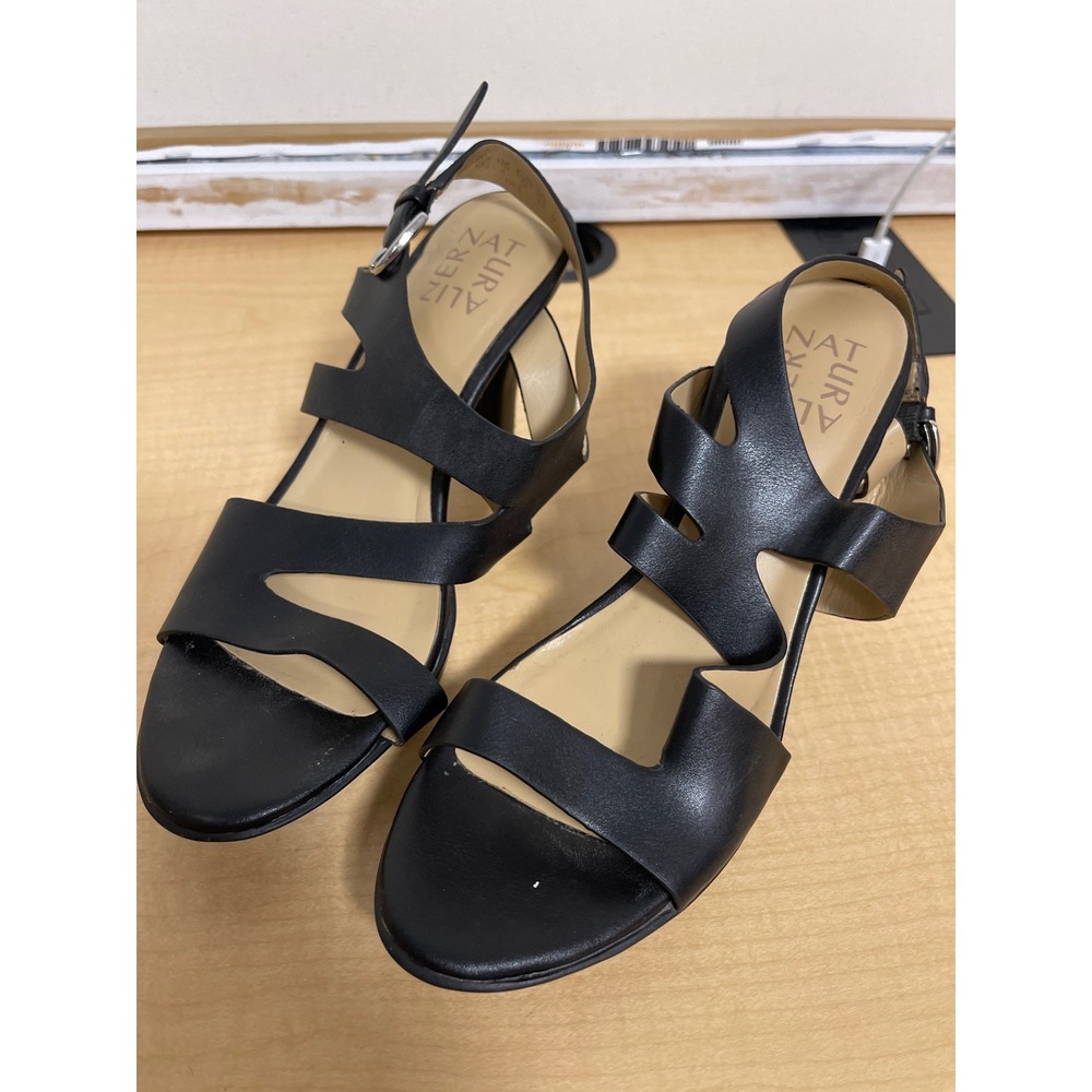 Naturalizer Dee Black Strappy Slingback Dress Sandals Heels Womens 6M